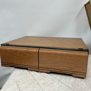 Vintage faux Wood-grain vhs tape Storage case cabinet 2 drawer holds 20